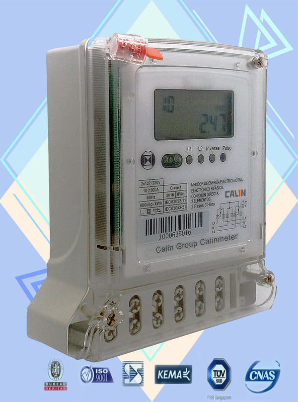 La norma di IEC un contatore elettrico di 2 fasi, tre fissa i metri dell'elettricità di prepagamento
